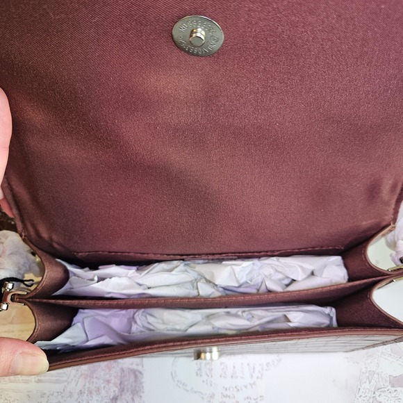 NWT! NA KD Wide Strap Slim Crossbody Bag Brown Croc Embossed Faux Leather - Picture 4 of 9